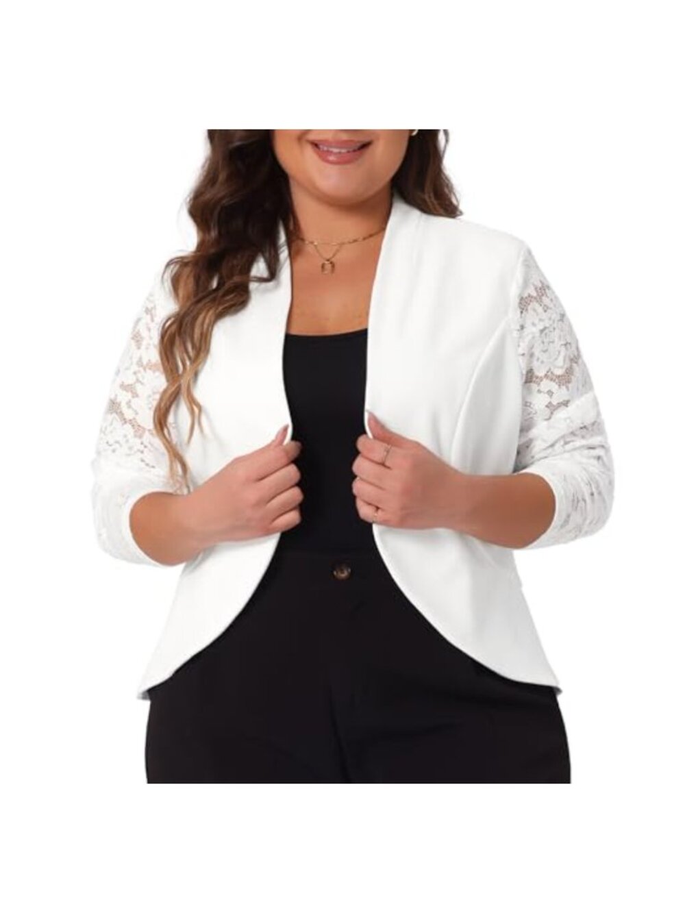 Plus Size Lace Bolero Shrug Cardigan Blazer Long Sleeve